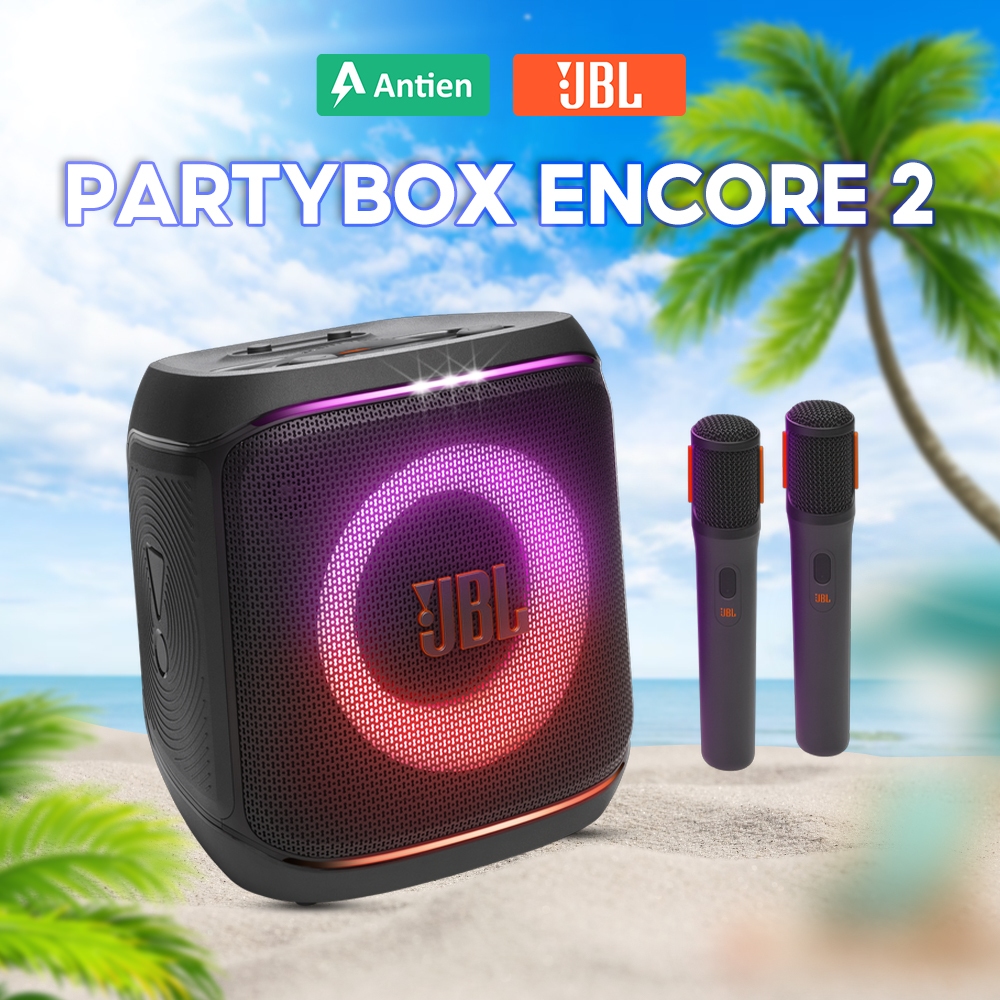 Loa Bluetooh JBL PartyBox Encore 2 kèm 2 mic hát Karaoke, phát nhạc tới 15 giờ - Hàng chính hãng