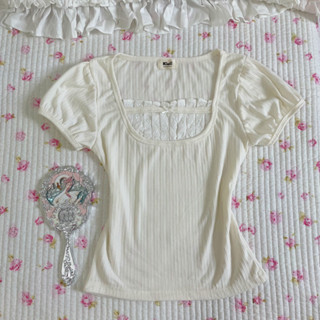 Cream top | Áo nữ tay bồng phong cách coquette dễ thương vải cotton mềm mại