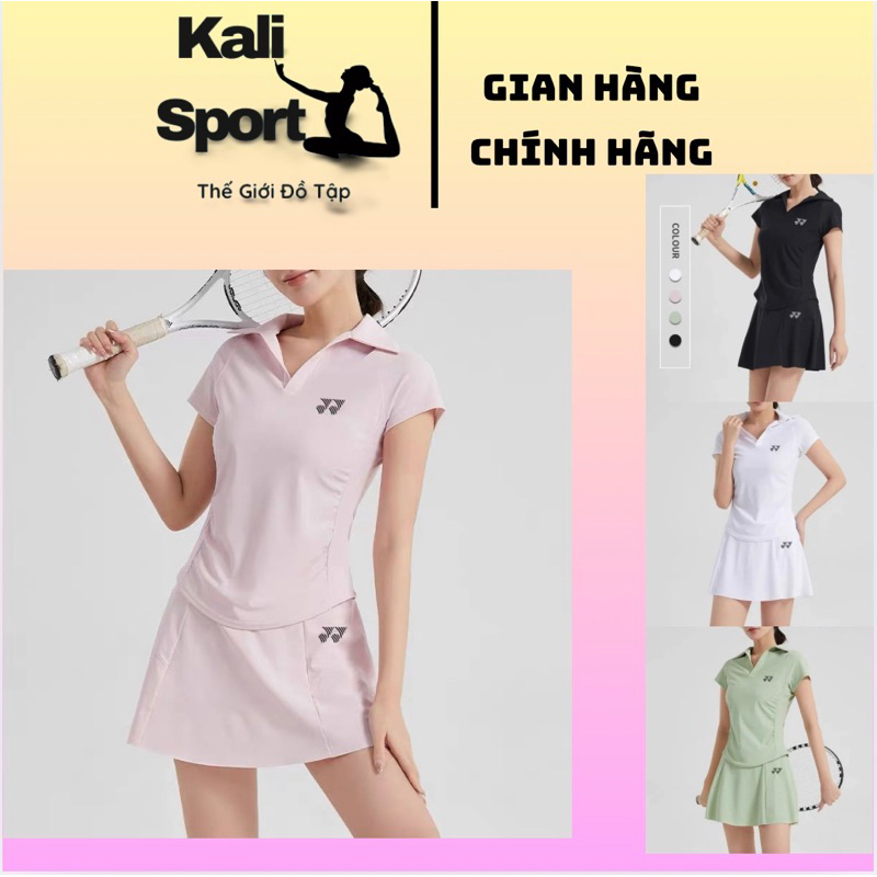 [HÀNG ĐẶT TRƯỚC] KALI SPORT Set Đồ Tập Thể Thao Tenis Cầu Lông Pickleball Nữ Áo Cổ Polo Tay Ngắn Và 