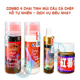 Combo 4 Lọ Hương Liệu Câu Cá Sapham Quốc Dân 4 Mùa Hiệu Quả Lục Hương + Tương Sữa + Puding + Mật Khoai Câu Cá Chép
