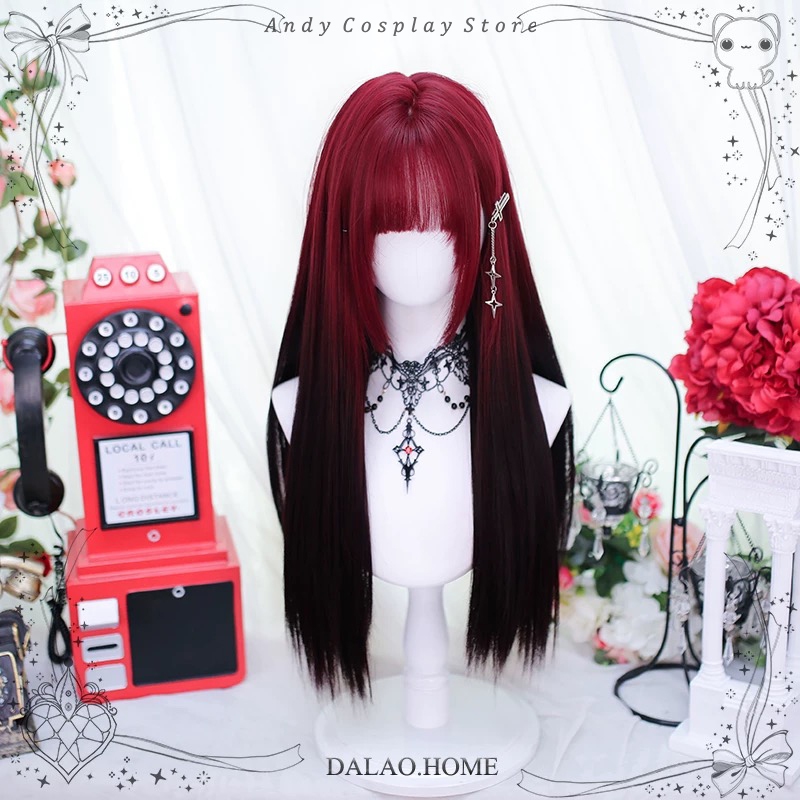 [CÓ SẴN] Tóc giả/ Wig teen đỏ ombre đen - Dalao home