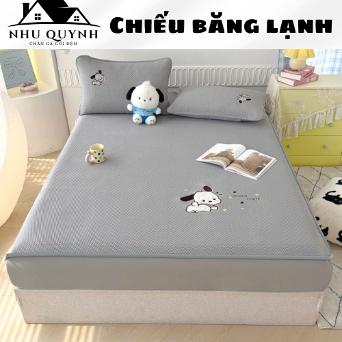 Chiếu Điều Hoà Băng Lạnh Hoạ Tiết Vân Tim Mẫu Mới 2025 Vải Ice Cool Nguyên Tấm Mềm Mát Bền Đẹp Bo Ch