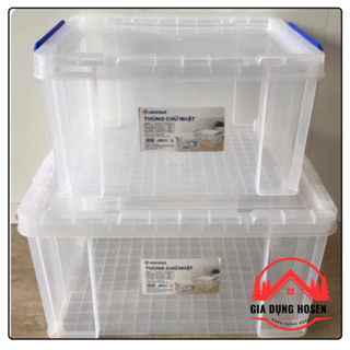 Thùng Nhựa Chữ Nhật Trong Suốt Việt Nhật 20L / 35L, Nhựa Cứng Cáp, Bền Đẹp, Có Nắp Đậy Tiện Lợi Gia Dụng HOSEN