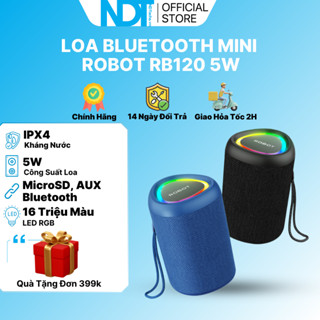 Loa Bluetooth Mini ROBOT RB120 Công Suất 5W Led RGB Chống Nước IPX4 Bass Mạnh Phát Nhạc Lên Đến 8Giờ