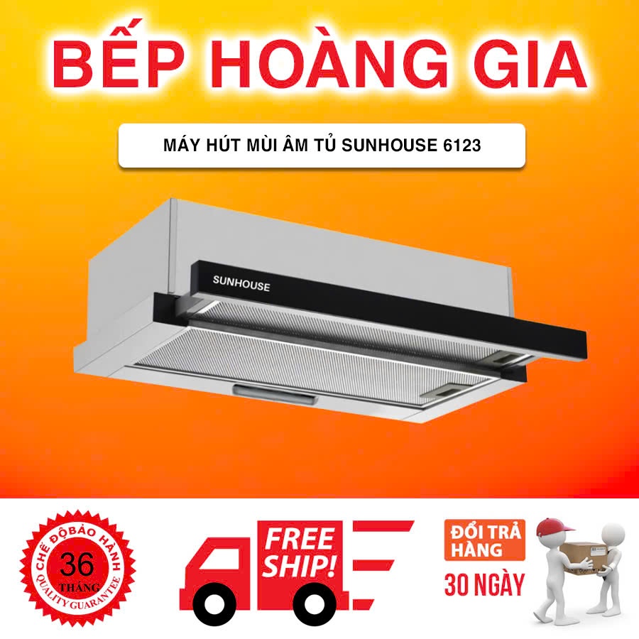 Máy hút mùi âm tủ Sunhouse SHB6123, 6128 công suất mạnh mẽ và thiết kế nhỏ gọn