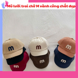 Mũ lưỡi trai bóng chày chữ M thoáng khí cho trẻ em chất liệu đẹp saubabi
