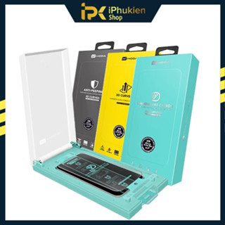 Cường lực FULL [ KHÔNG LẸM VIỀN ] HODA 3D kèm khung trợ dán  cho iP 15 Series đến 17 Series