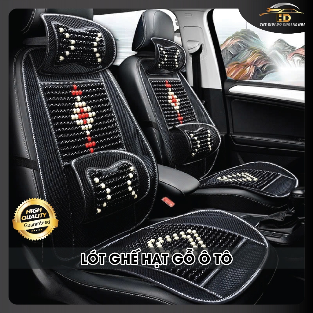 Lót ghế ô tô, Lót lưới nâng lưng hạt gỗ massage chống nóng