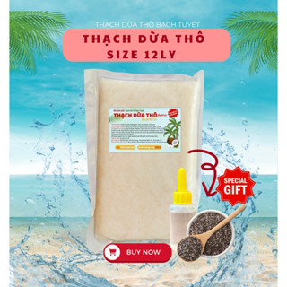 Thạch Dừa Thô Size 12Li (Set 1Kg)- Tặng Kèm Hương Vải Và Hạt Chia