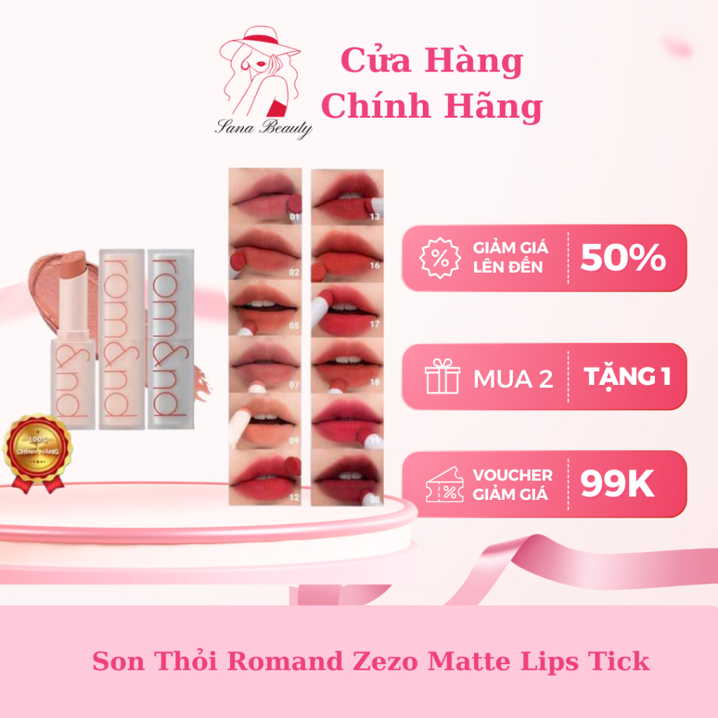 [NEW 2020] Son Thỏi Lì Mềm Môi Romand NEW Zero Matte Lipstick💋💋💋💋