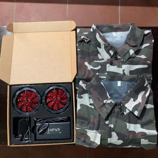 Combo 2 Áo Quạt Điều Hoà Chính Hãng - JAPAN, PIN 98.000, QUẠT 9 Cánh Không Chổi Than D-2002