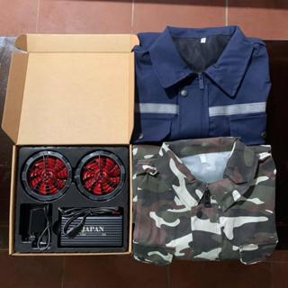 Combo 2 Áo Quạt Điều Hoà Chính Hãng - JAPAN, PIN 98.000, QUẠT 9 Cánh Không Chổi Than D-200