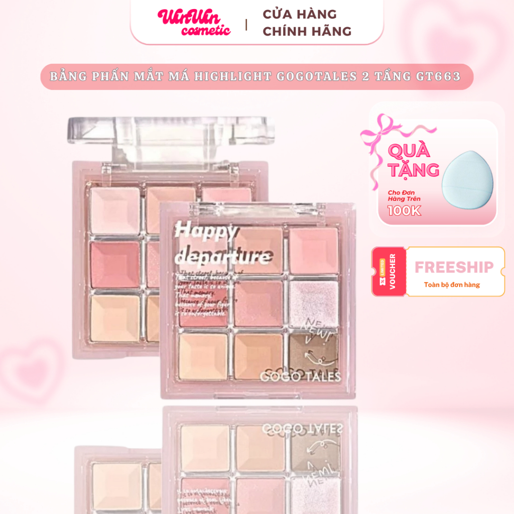 GOGO TALES - Bảng phấn mắt má highlight Gogotales 2 tầng GT663