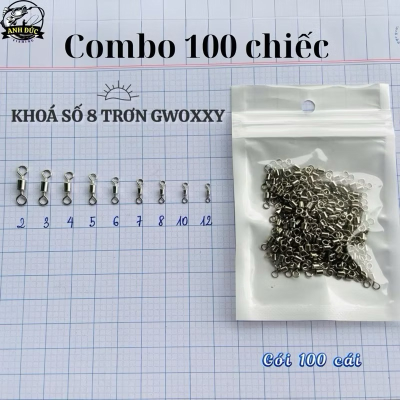 100 chiếc Khóa link số 8, mani số 8 thép không gỉ hàng đẹp làm dây trục câu đài fishing