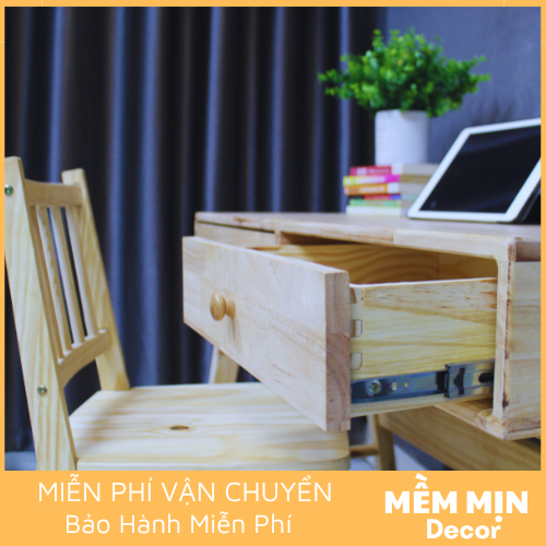 Bàn Làm Việc Gỗ Tự Nhiên Có Ngăn Kéo Tiện Dụng - BLV_TN04 - Memmin Decor | BigBuy360 - bigbuy360.vn