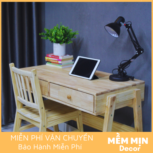 Bàn Làm Việc Gỗ Tự Nhiên Có Ngăn Kéo Tiện Dụng - BLV_TN04 - Memmin Decor | BigBuy360 - bigbuy360.vn
