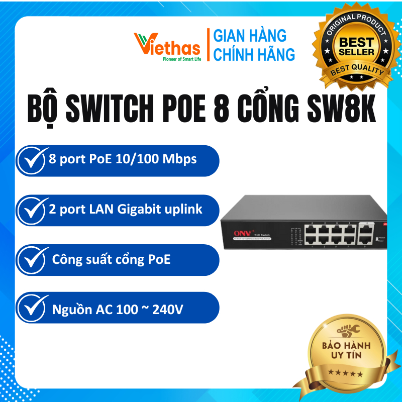 Bộ Switch Poe 8 cổng Smart Switch SW8K-POE