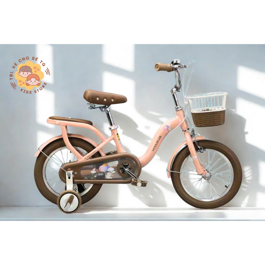 Mẫu mới (có đệm ghế sau) Xe đạp cho bé, xe đạp trẻ em XAMING nam, nữ GIỎ MÂY VIP