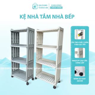  Kệ Nhà Tắm Đa Năng  4 Tầng – Kệ Bếp Có Bánh Xe Để Đồ & Nước Giặt 
