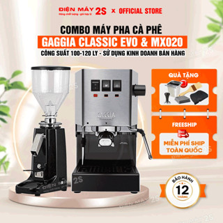 [HCM-Có VAT] COMBO Máy Pha Cà Phê Gaggia Classic E24 & Máy Xay Cà Phê CRM 020- Thương Hiệu Máy Pha Cafe Chuẩn Italia