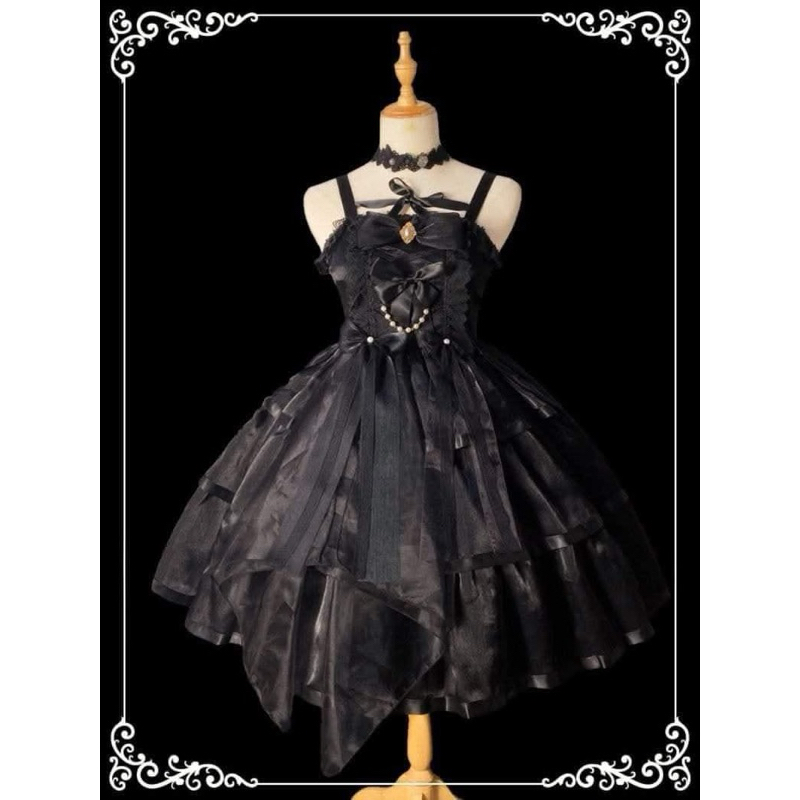 [Auth] bộ lolita gothic full phụ kiện tag