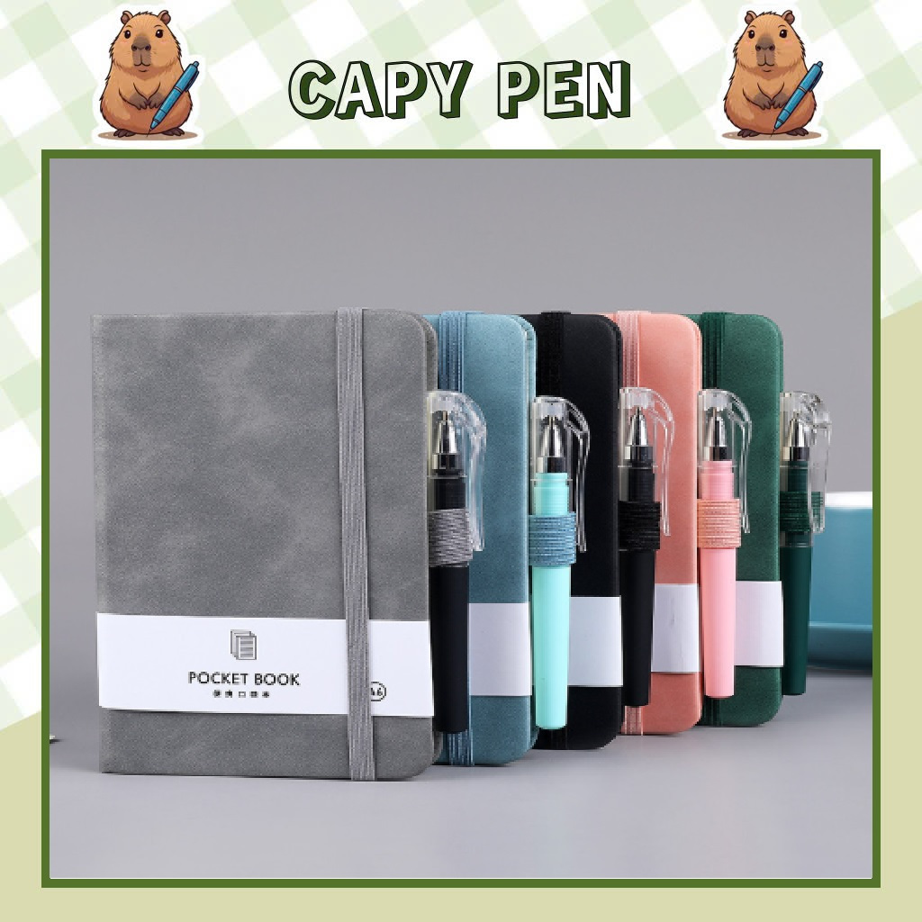 Sổ tay ghi chép mini bìa da PU hoạ tiết đơn giản A5 100 tờ 200 trang notebook tập lên kế hoạch