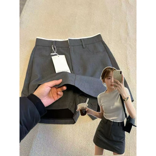 【Cận chất + video_SẴN Full Quần giả váy màu xám CẠP VIỀN TRẮNG basic công sở xinh QC loại 1