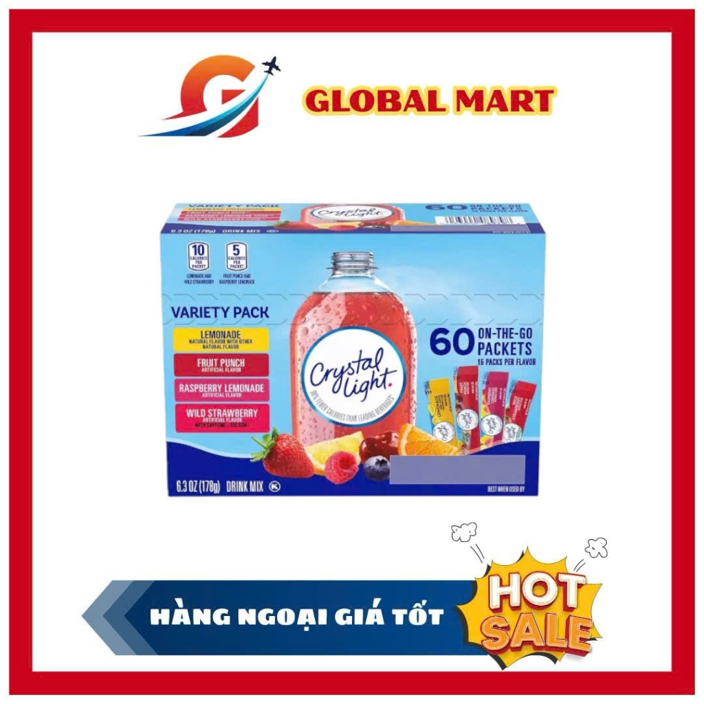 Bột pha nước trái cây crystal light mix vị