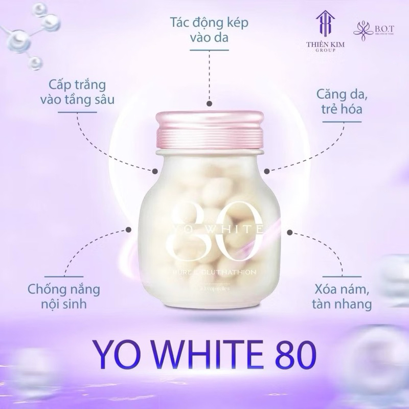 Viên uống trắng da, tái tạo da Yo White 80 chính hãng B.O.T giúp da cải thiện sau 15 ngày sử dụng