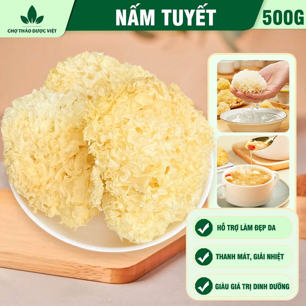 Nấm tuyết 500g, ngân nhĩ vàng khô, không tẩy, nguyên liệu nấu chè, thơm ngon, tốt cho sức khỏe