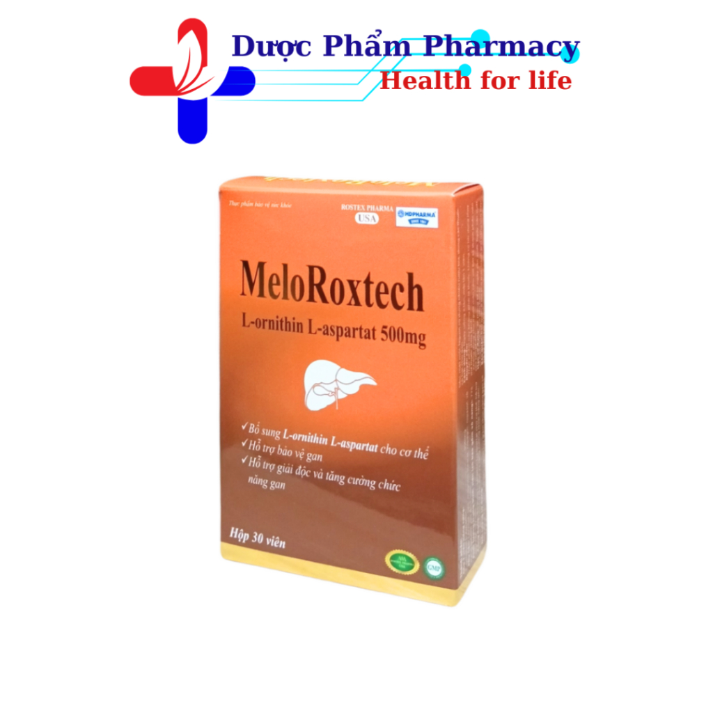 Viên uống Melo Roxtech L-ornithin L-aspartat 500mg Hỗ trợ bảo vệ, giúp giải độc và tăng cường chức n