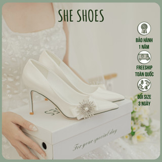 Giày cưới ♥️♥️ Giày cao gót trắng cô dâu cao cấp, độc quyền bởi SHE SHOES - GC07005