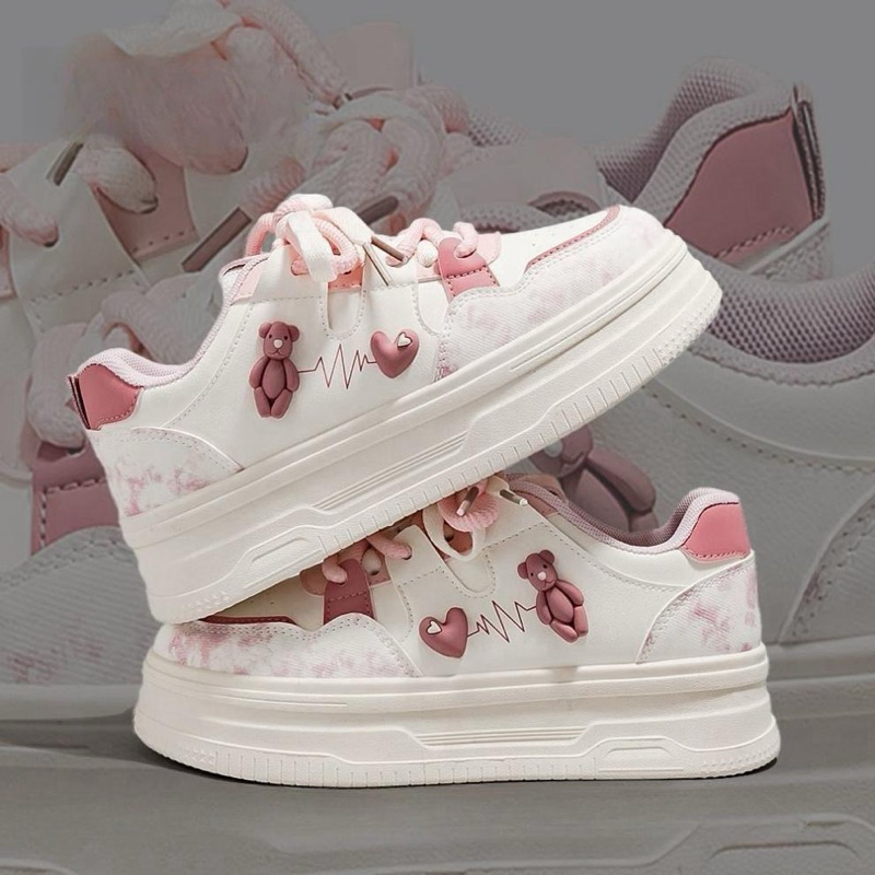 Giày thể thao nữ Sticker Gấu Tim phối loang Fullboxx