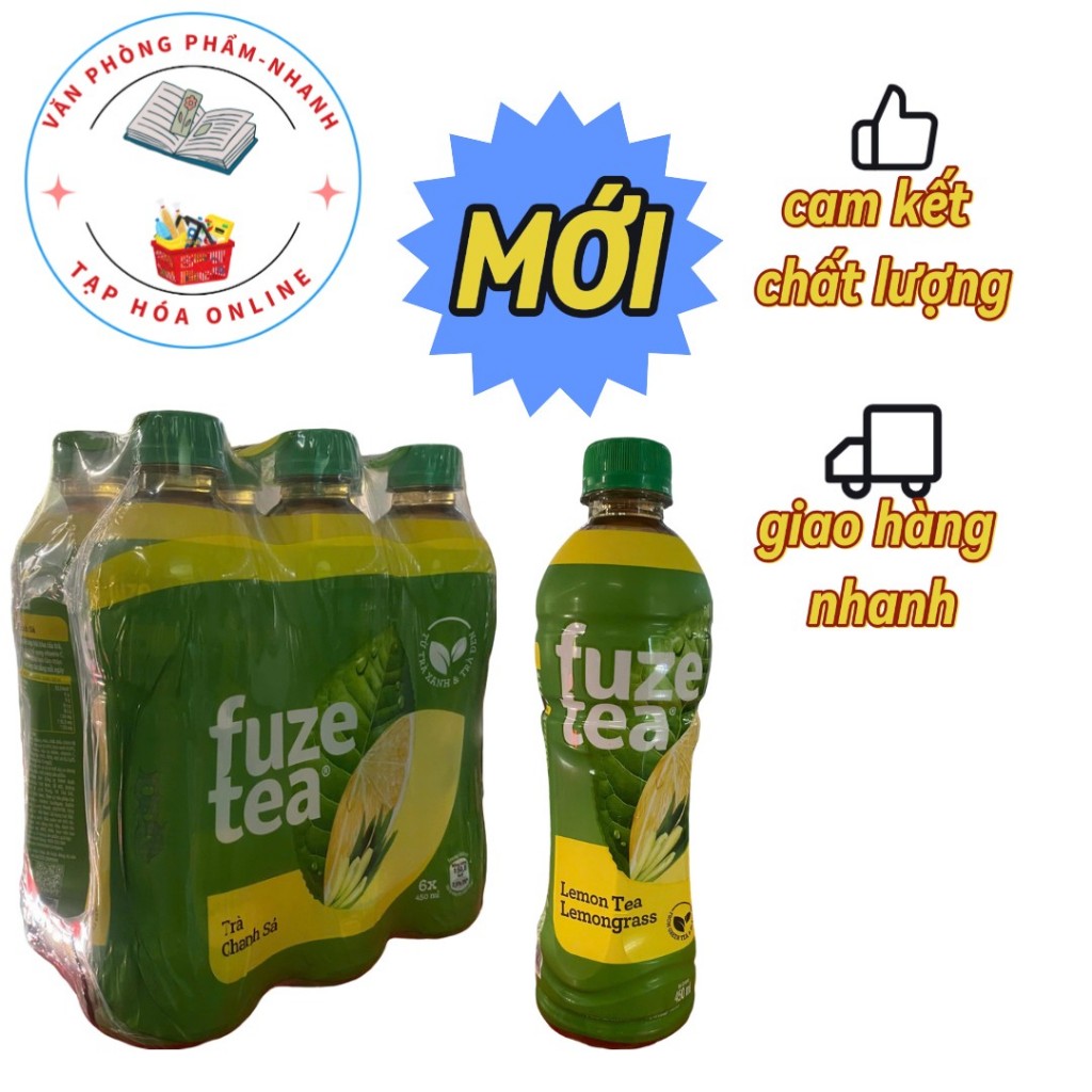 <SẢN PHẨM MỚI> Lốc 6 chai x 450ml Trà Chanh Sả Fuze Tea