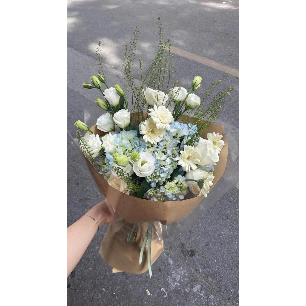 Bó Hoa Cẩm Tú Cầu Mix Đồng Tiền & Hồng Trắng – Mẫu Hoa Tươi Trang Nhã, Tặng Mọi Dịp