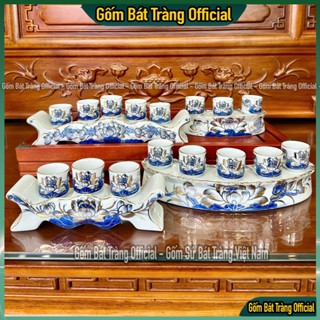  Bộ Kỷ Thờ Vẽ Vàng Kim Thờ Cúng Phong Thủy Bộ Chén Nước Thờ Gốm Sứ Bát Tràng Cao Cấp 