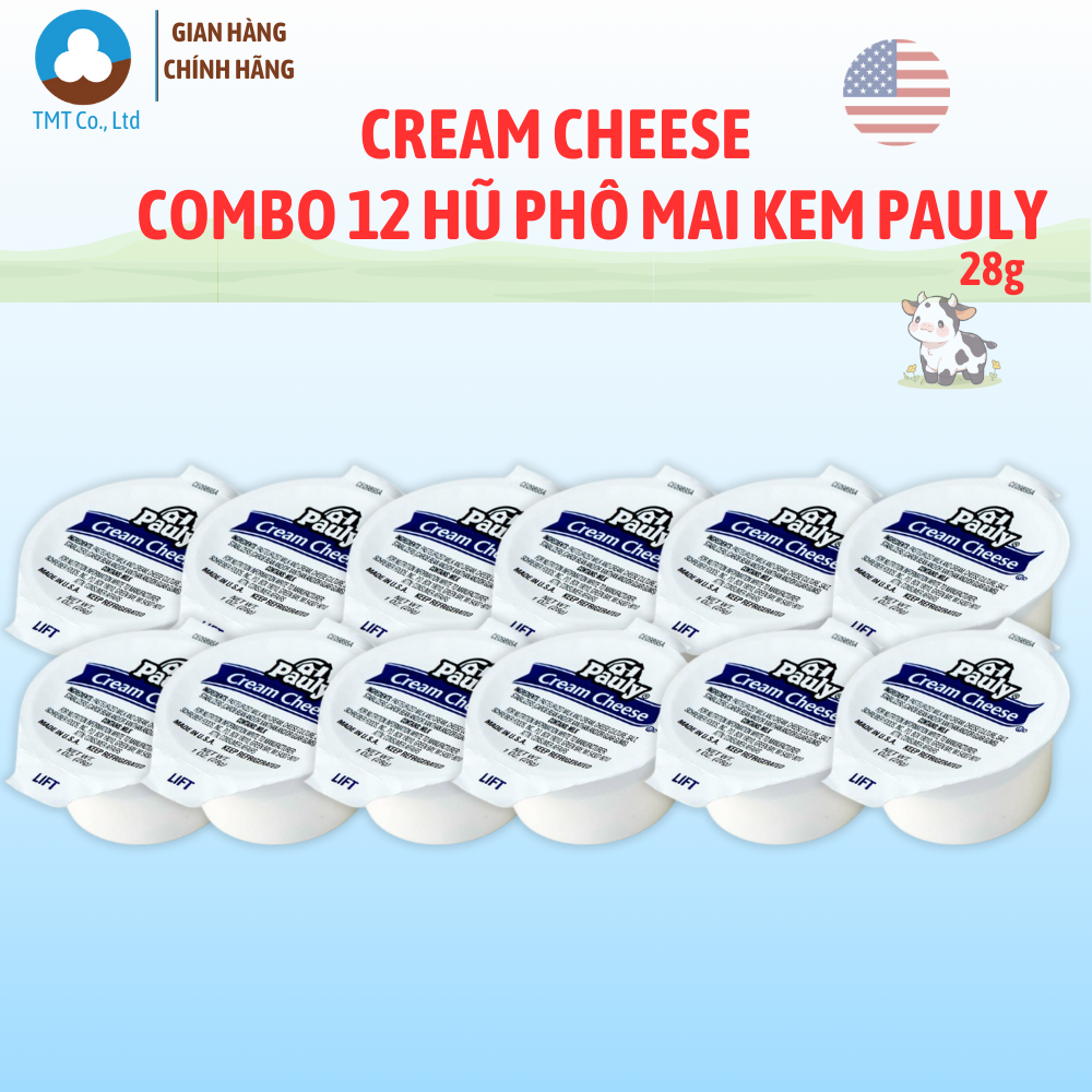 Combo 12 hũ Phô mai kem Pauly Cream Cheese 28g /hũ nhập khẩu Mỹ Date 01.11.2026