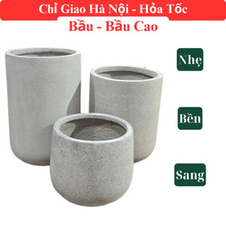 Chậu Xi Măng Bầu Cao  - Chậu Xi măng Nhẹ Đá Mài, trồng cây nuôi cá trang trí sân vườn ban công [A1]