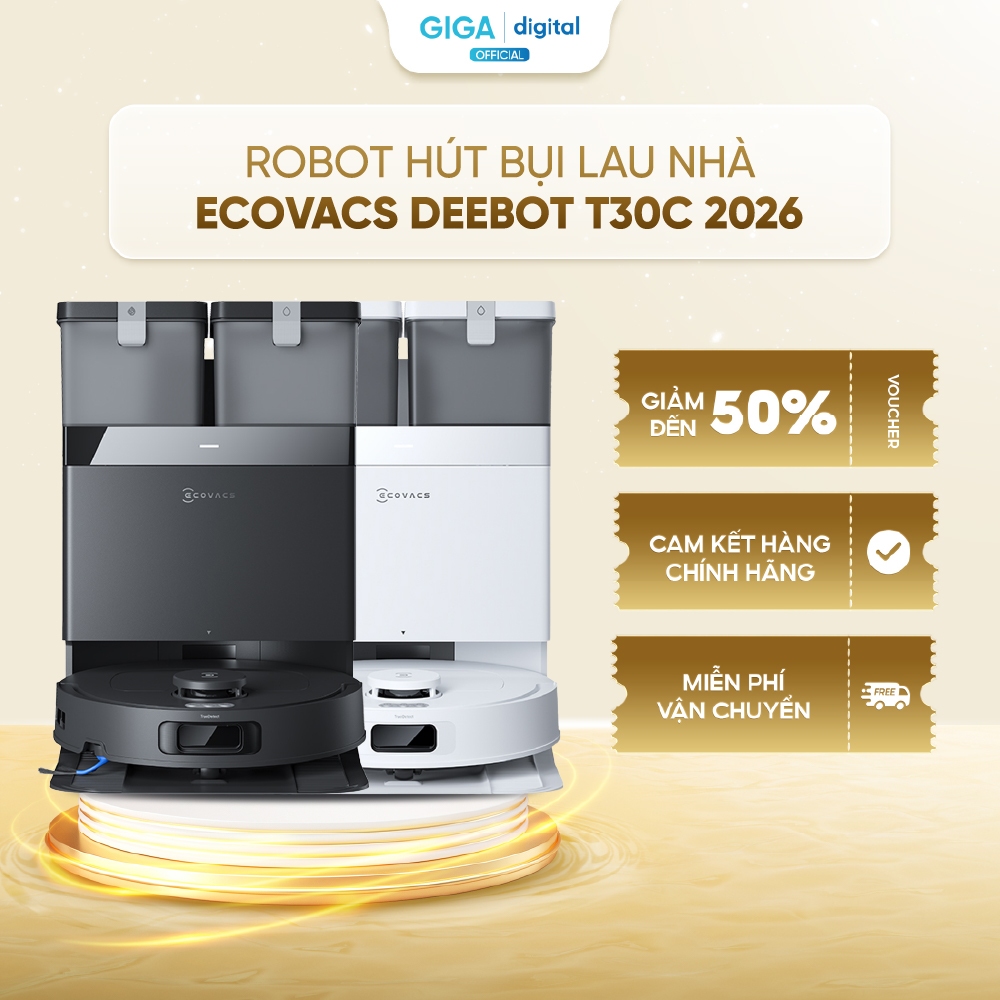 Robot hút bụi lau nhà Ecovacs Deebot T30C 2026 - 20000Pa - ZeroTangle 3.0 - Giặt giẻ nước nóng - BH 