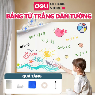[Tặng Phụ Kiện] Bảng Từ Trắng Dán Tường DELI Bảng Từ Trắng Nhiều Kích Thước - Viết Bút Lông