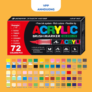 Set bút acrylic marker Guangna 8101 | 24-120 màu ngòi brush mực đậm không thấm giấy