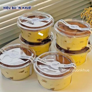  50 Hộp Nhựa Tròn Đựng Bánh Mousse Bánh Lạnh Tiramisu Bánh Ngọt Donut Chè 240ml - 360ml  117  