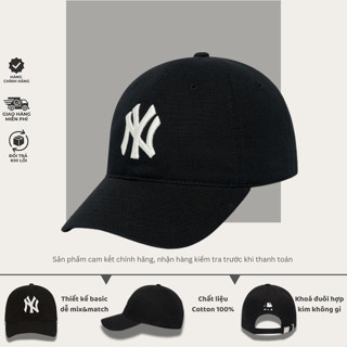 Mũ Nón Lưỡi Trai MLB Meowist logo NY chất liệu vải Kaki Đen , Thời trang, Phong Cách