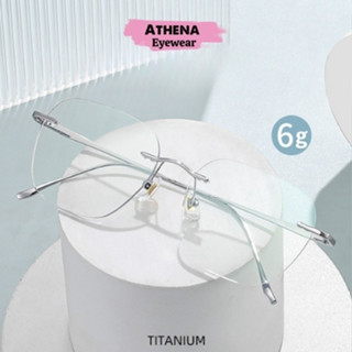  Gọng kính ATHENA mắt kính nam nữ gọng Titan không viền hình Lục Giác chống ánh sáng xanh AKV02 