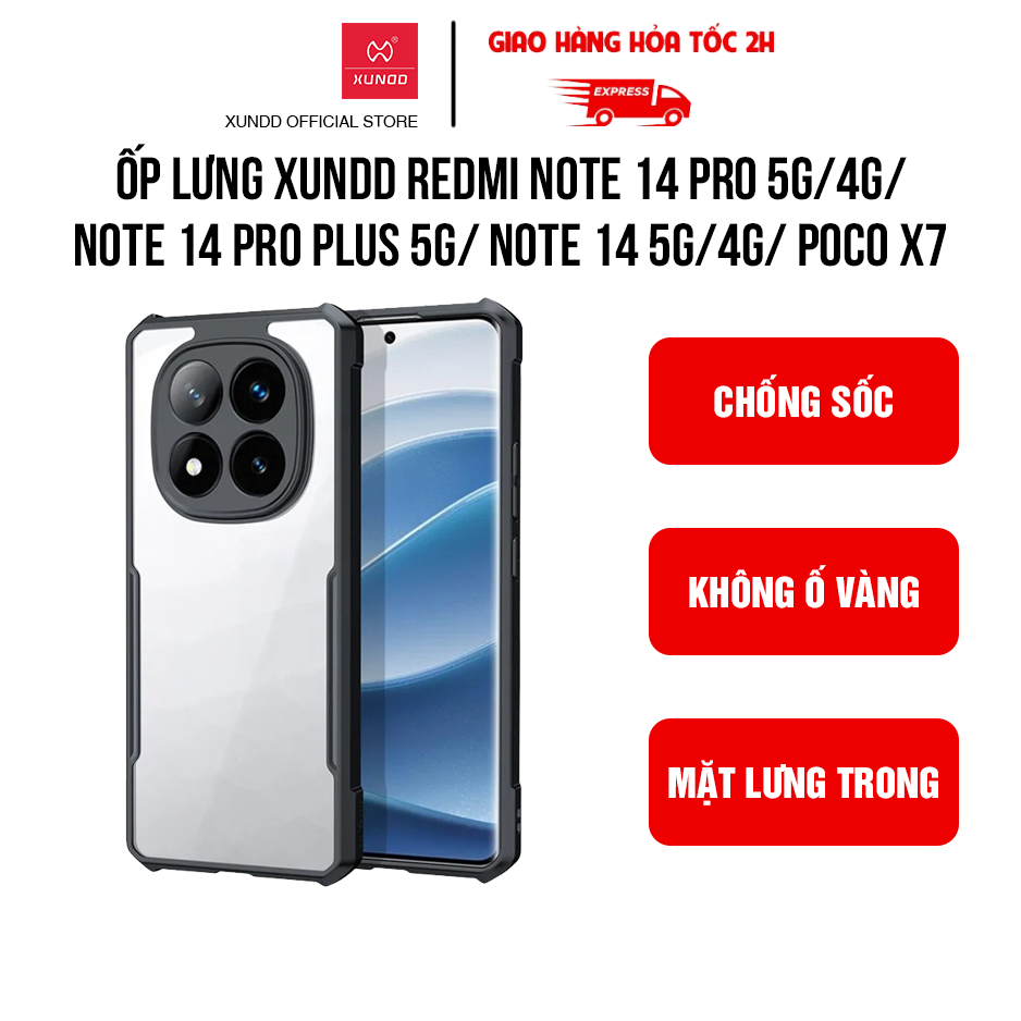 Ốp lưng XUNDD Redmi Note 14 Pro 5G/ Note 14 Pro 4G/ Note 14 Pro Plus 5G/ Note 14 5G/ Note 14 4G/ POC