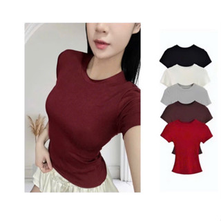 Áo thun trơn form ôm babytee đủ màu basic chất liệu thun gân co dãn fit dáng đẹp, có size