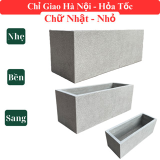 Chậu Đá Mài Chữ Nhật size Nhỏ - Chậu Cây Xi Măng, nhiều size, bền chắc, thích hợp trồng cây cảnh
