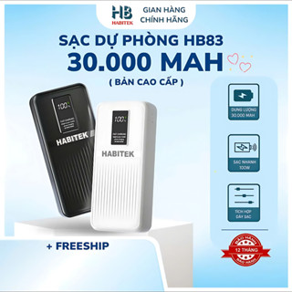 Pin Sạc Dự Phòng 30.000mah HB83 HABITEK Sạc Nhanh 100W, Tích Hợp 2 Dây Sạc, Hỗ Trợ Sạc Siêu Nhanh
