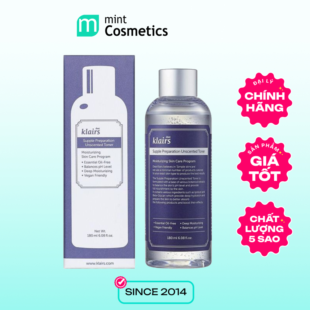 Nước Hoa Hồng Không Mùi Klairs Supple Preparation Unscented Toner