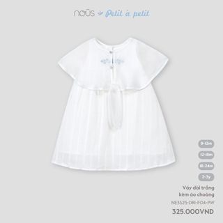  Nous Baby Váy thiết kế dành cho bé gái màu trắng kèm áo choàng tiểu thư cách điệu cho bé từ 8.5-15kg BST T5 